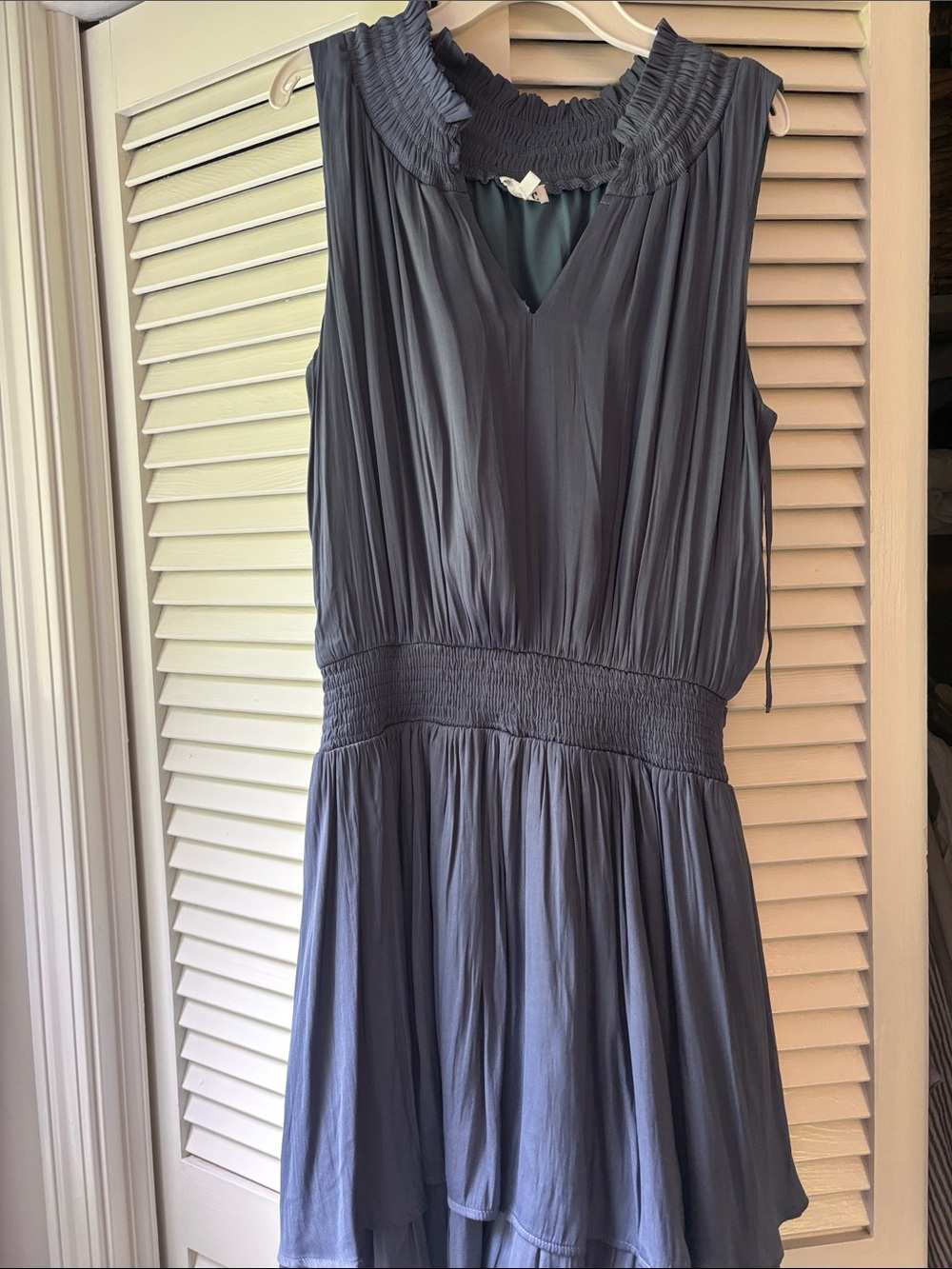 TCEC Sleeveless Smocked Waist Gray-Blue Mini Dress